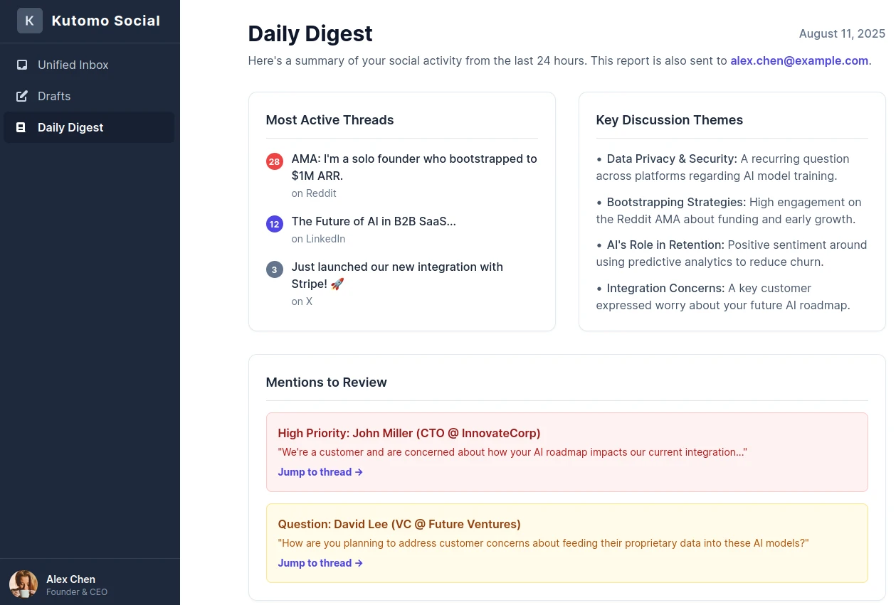 Screenshot of the Daily Digest view